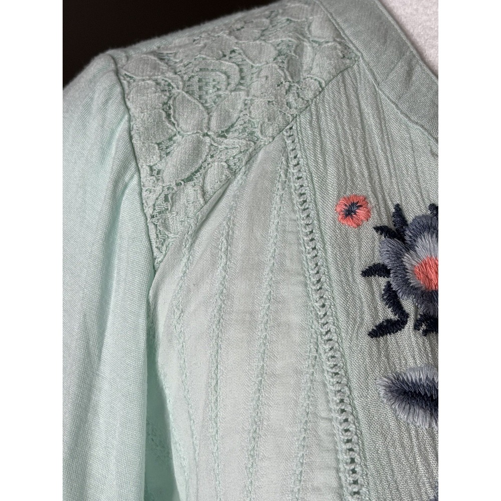 Flutter & Kick Maternity Tunic Mint Embroidered Lace Cotton Floral Cottagecore - Picture 6 of 8